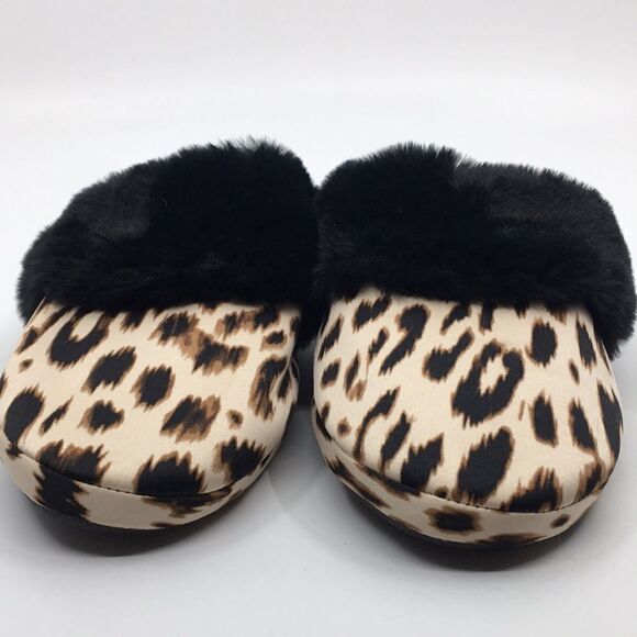 Victoria’s Secret leopard printed faux fur trim foam slipper Sz Small - Picture 7 of 8